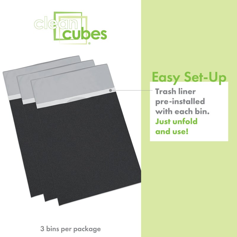 Clean Cubes 30 Gallon Disposable Pop-Up Trash Cans (3-Pack) with Fitted Bags â€“ Foldable Garbage & Recycling Bins for Parties, Events & Kitchen (Trellis, 30" H x 14" W x 17" D) - Image 2